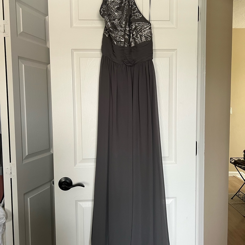 JS Boutique Gray Halter Sleeveless Gown